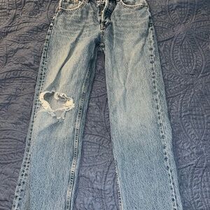 Zara Light Blue Ripped Denim Jeans